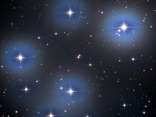 m45 - Рассеяное скопление Плеяды в созвездии Тельца